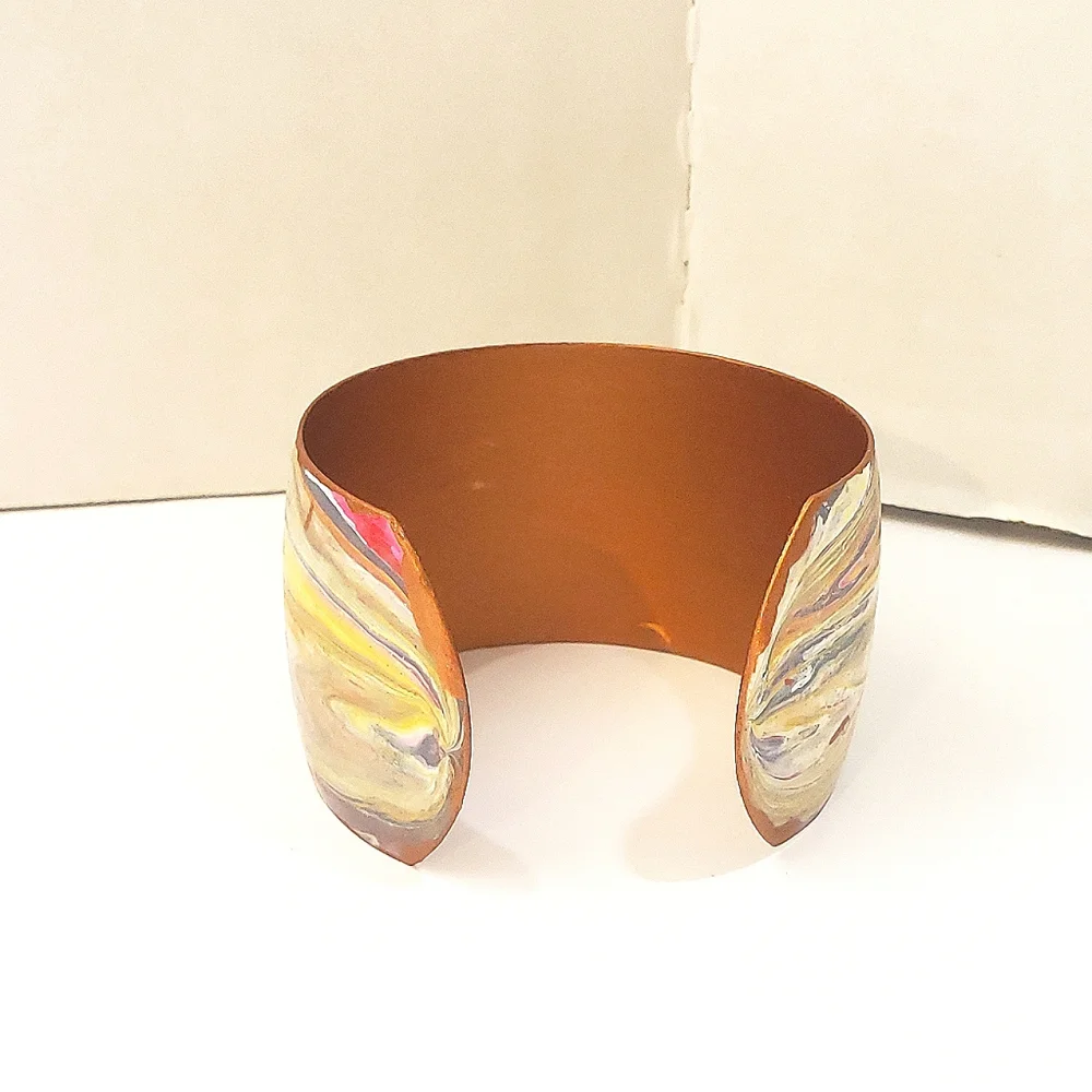 Hand Painted Acrylic Pour Painting Cuff Bracelet